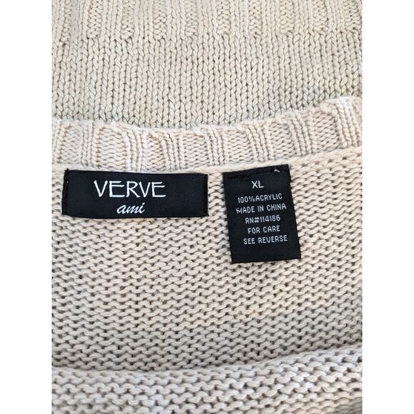 Verve Ami Sweater XL Gold Metallic Rib Knit Crew Neck Short Sleeve‎ Sparkle Work - Picture 3 of 8